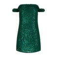 thumbnail image 5 of LYEAA Birthday Dresses for Women Sleeveless One Neck Sequin Mini Dress Off Shoulder Sheath Elegant Dress Bodycon Plain Evening Gown Cocktail Dress Holiday Party Club Dress Stretchy Dress Green L, 5 of 5