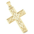 thumbnail image 4 of JewelStop 14K Yellow Gold with Finish Diamond Cut/Textured Vine Cross Pendant-45mm X 25mm, 4 of 5