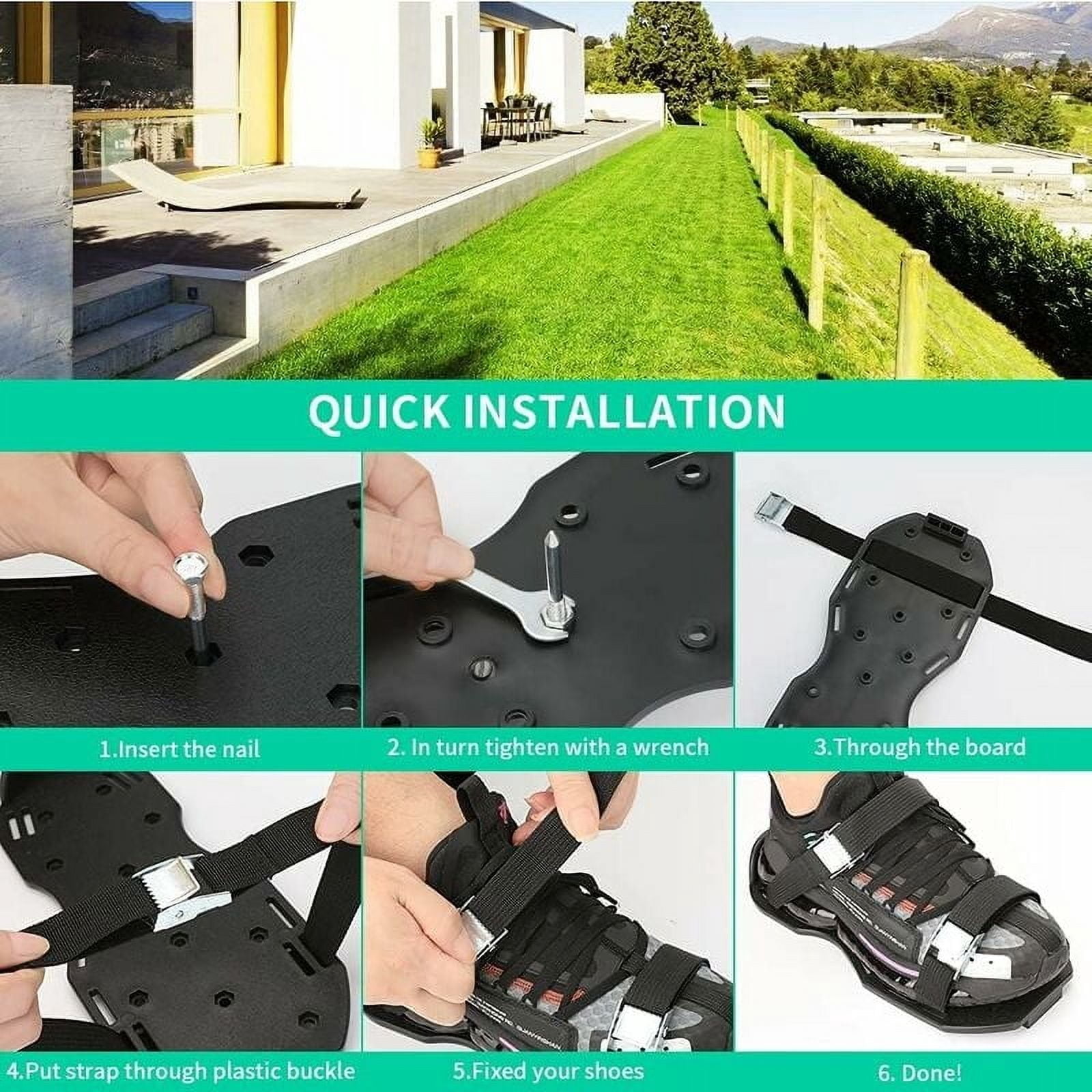 Heavy Duty Lawn Aerator Shoes, High-Quality Tool for Effective Soil Aeration, Black