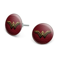 Justice League Movie Wonder Woman Logo Novelty Silver Plated Stud Earrings