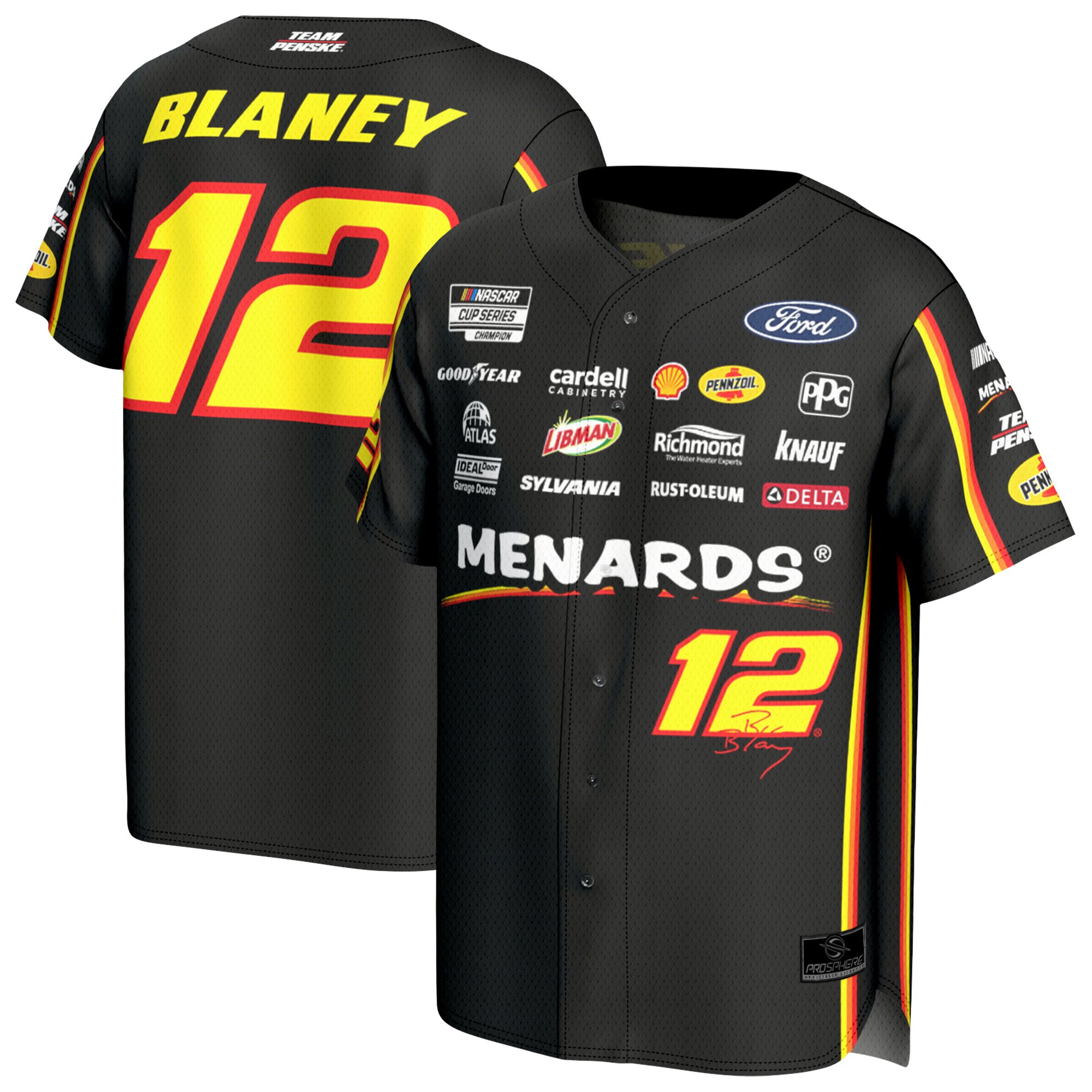 Men's ProSphere Black Ryan Blaney Baseball Fashion Jersey
