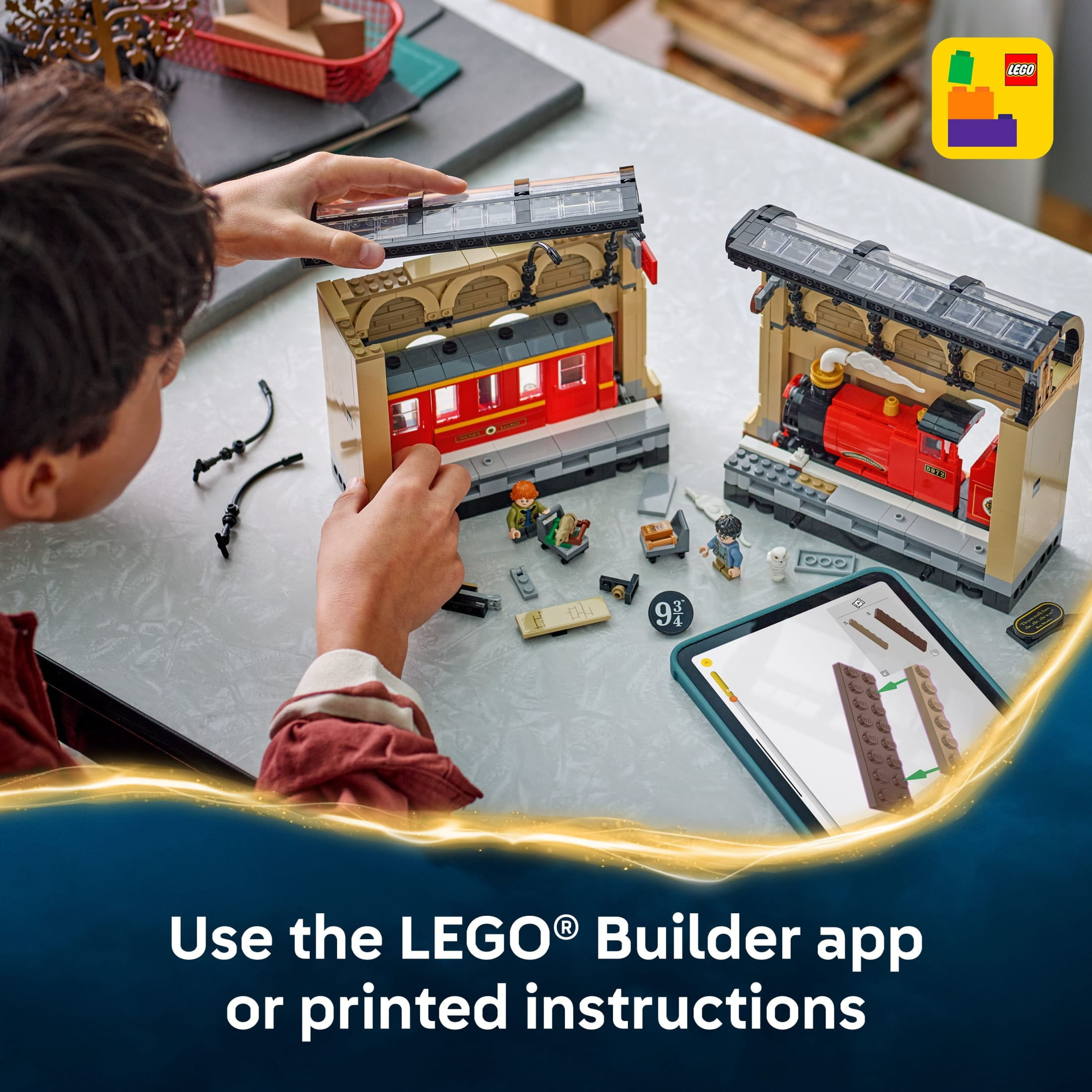 LEGO Harry Potter Book Nook: Hogwarts Express Building Set - Bedroom Shelf Decor for Boys, Girls, & Fans, Ages 10+ - Collectible Harry & Ron Minifigures - Birthday Gift Idea - 76450