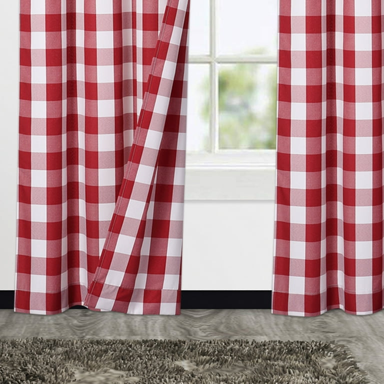 Haperlare Red White Plaid Curtains For
