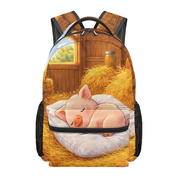 Chririnla Sleeping Pig Farm Kids Backpack for Boys Large Capacity Schoolbag Green Lightning Elementary Middle School Bookbag Lightweight Daypack for Back to School