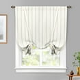 thumbnail image 2 of DriftAway Farmhouse Linen Blend Blackout Tie Up Curtain for Kitchen Vertical Striped Printed Tie Up Shade for Bedroom Adjustable Balloon Rod Pocket 63"L x 45"W Grey, 2 of 7