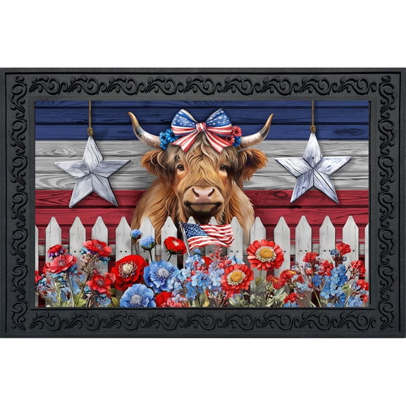 Briarwood Lane Patriotic Highland Cow Doormat