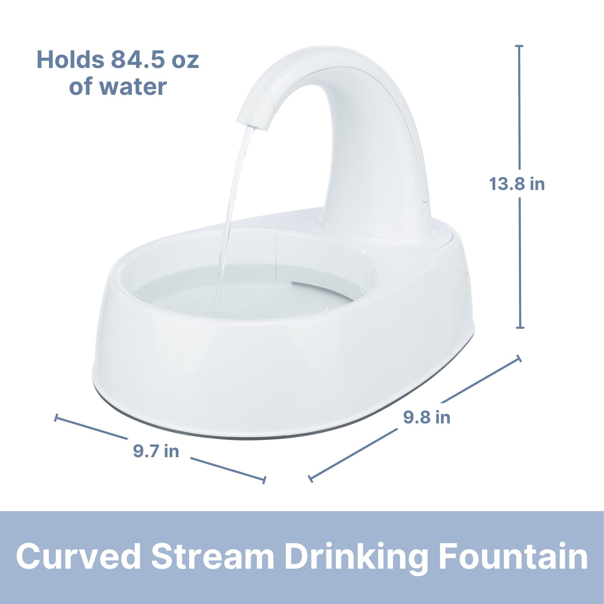 TRIXIE Curved Stream 84.5oz Drinking Fountain for Cats and Dogs, Large Pet Water Fountain