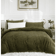 thumbnail image 4 of JOLUSERE Olive Green Fluffy Striped Duvet Cover King Set, 3-Piece Super Soft Faux Rabbit Fur Winter Warm Fuzzy Comforter Cover, 4 of 15