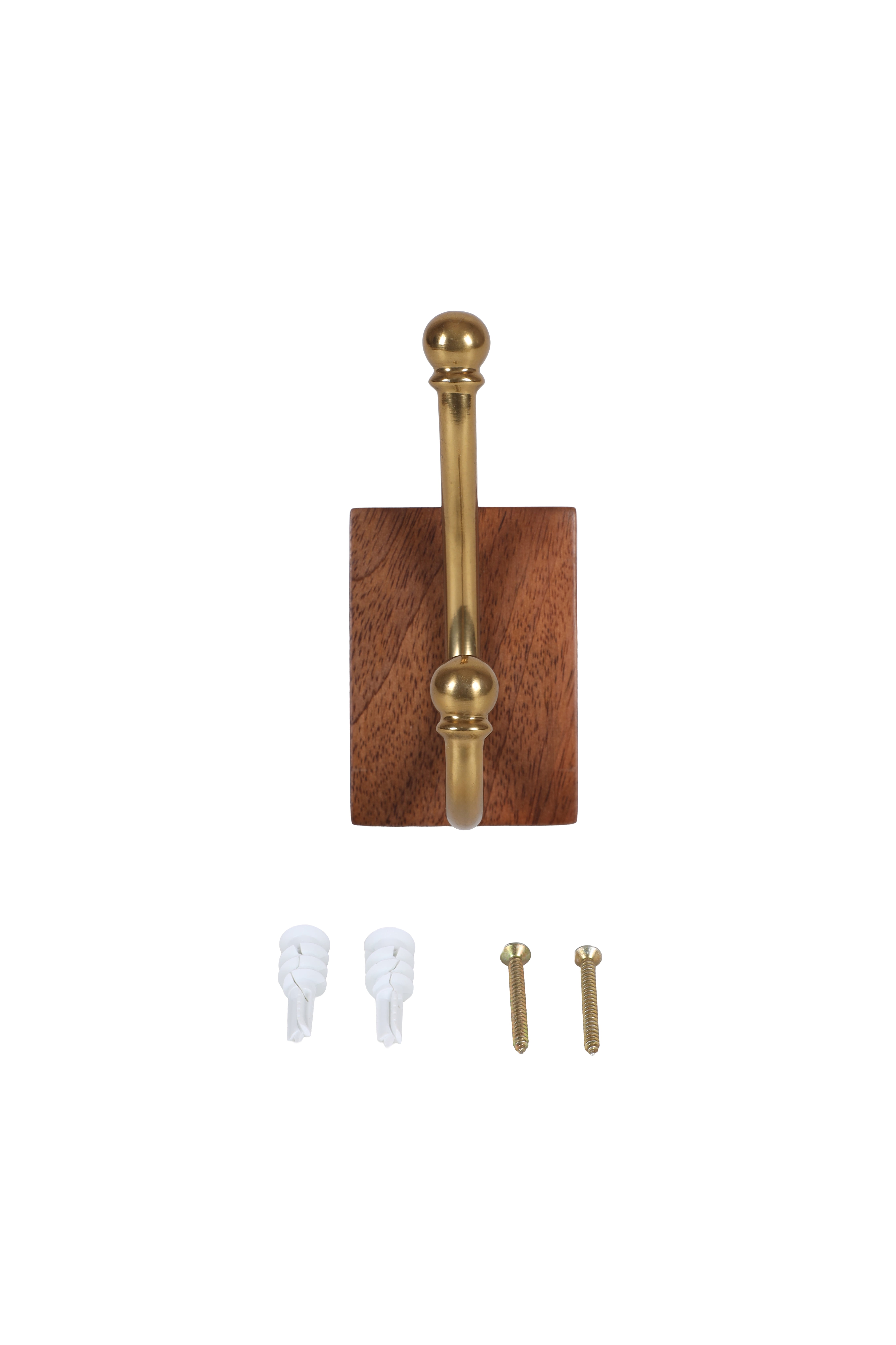 Better Homes & Gardens Modern Heirloom Single Wall Hook, Walnut Wood/Heritage Gold Finish