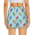 thumbnail image 3 of Picia Modern Ice Cream Pattern Women's 2 in 1 Athletic Running Shorts High Waisted Workout Casual Gym Sweat Shorts with Comfy Liner Zipper Pockets-Small, 3 of 9