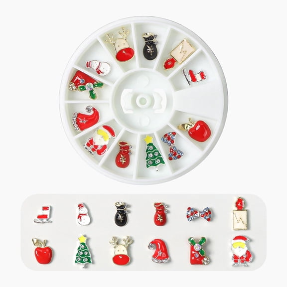 Christmas 3D Nail Art Charms Kit, Alloy Metal Nail Studs, Holiday Nail Decorations, for Gel Acrylic Nails DIY Crafts Home Salon Beginners Professionals Daily Use