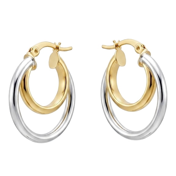 Two Tone Intertwined Hoop Earrings in Real 925 Sterling Silver ā Gold and Silver Double Hoop Earrings for Women ā 20mm