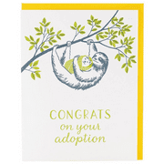 Adoption Congrats Card with Sloth Design – "Congrats on Your Adoption" – Cute and Playful Greeting Card for New Parents – Blank Inside with Envelope Included