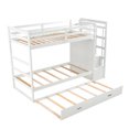 thumbnail image 3 of Bellemave Bunk Bed with Trundle and Stairs, Solid Wood Twin Over Twin Bunk Bed with 4 Storage Drawers for Teens Adults (White), 3 of 9
