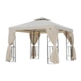 thumbnail image 1 of Outsunny 10' x 10' Patio Gazebo Outdoor, Canopy Shelter with Double-tier Roof, Pavilion Sidewalls for Garden Events, Cream White, 1 of 10