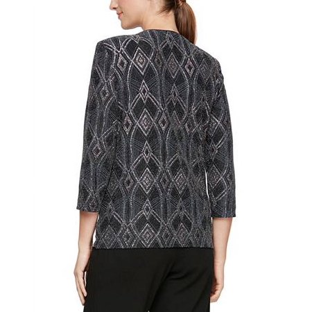 Alex Evenings Women's Jacquard Scoop Neck Tank Top & Jacket Black Size Medium