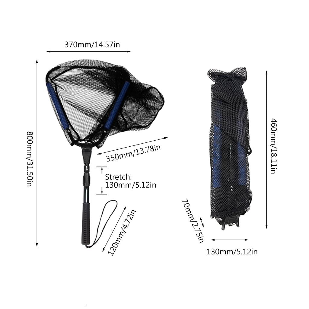 YIGSECU Floating Fishing Net Portable Retractable Folding Aluminium Alloy Fishing Hand Net Bag Fly Hand Dip Casting Net