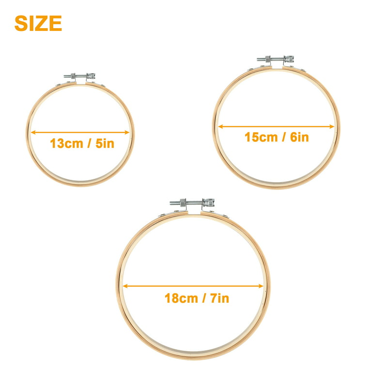 TOKESHOW 24 pieces 3 inch embroidery hoop set wooden round bamboo circle cross  stitch frame hoop