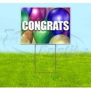 Congrats Balloons (18" X 24") Yard Sign, Includes Metal Step Stake