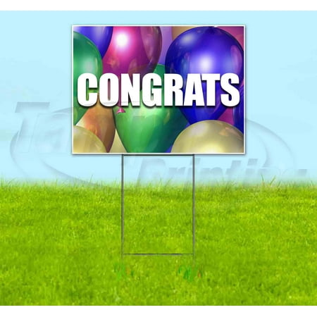 Congrats Balloons (18" X 24") Yard Sign, Includes Metal Step Stake