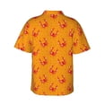 thumbnail image 3 of Balery Red Crab Print Men's Hawaiian Shirts Short Sleeve Beach Shirt Relaxed Fit Vacation Button Down Shirts-, 3 of 9