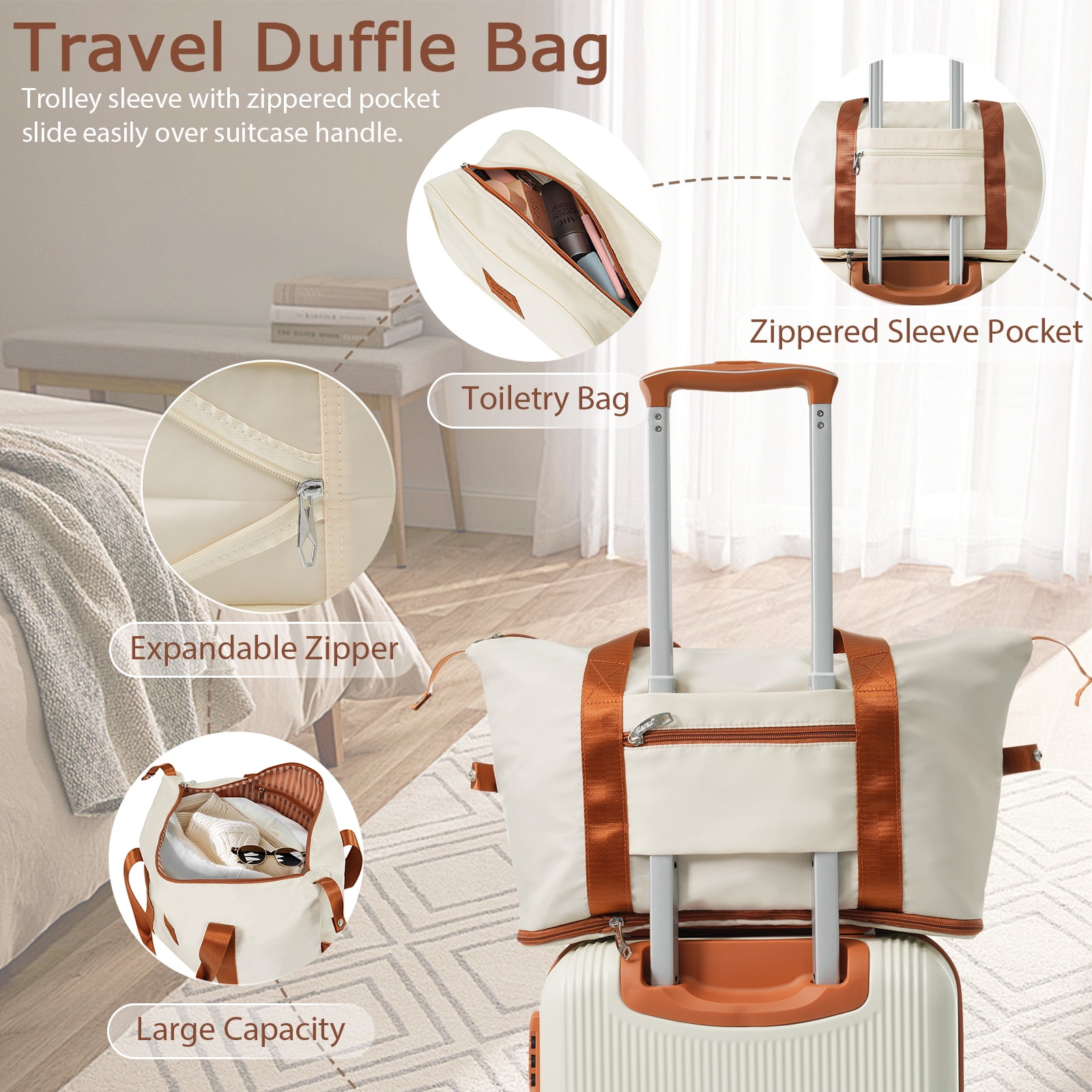 EUROCO 3 Piece Luggage Set, 20" Carry-on Suitcase with TSA Lock and Double Spinner Wheels, Hardshell Lightweight Luggage Set for Men Women,White