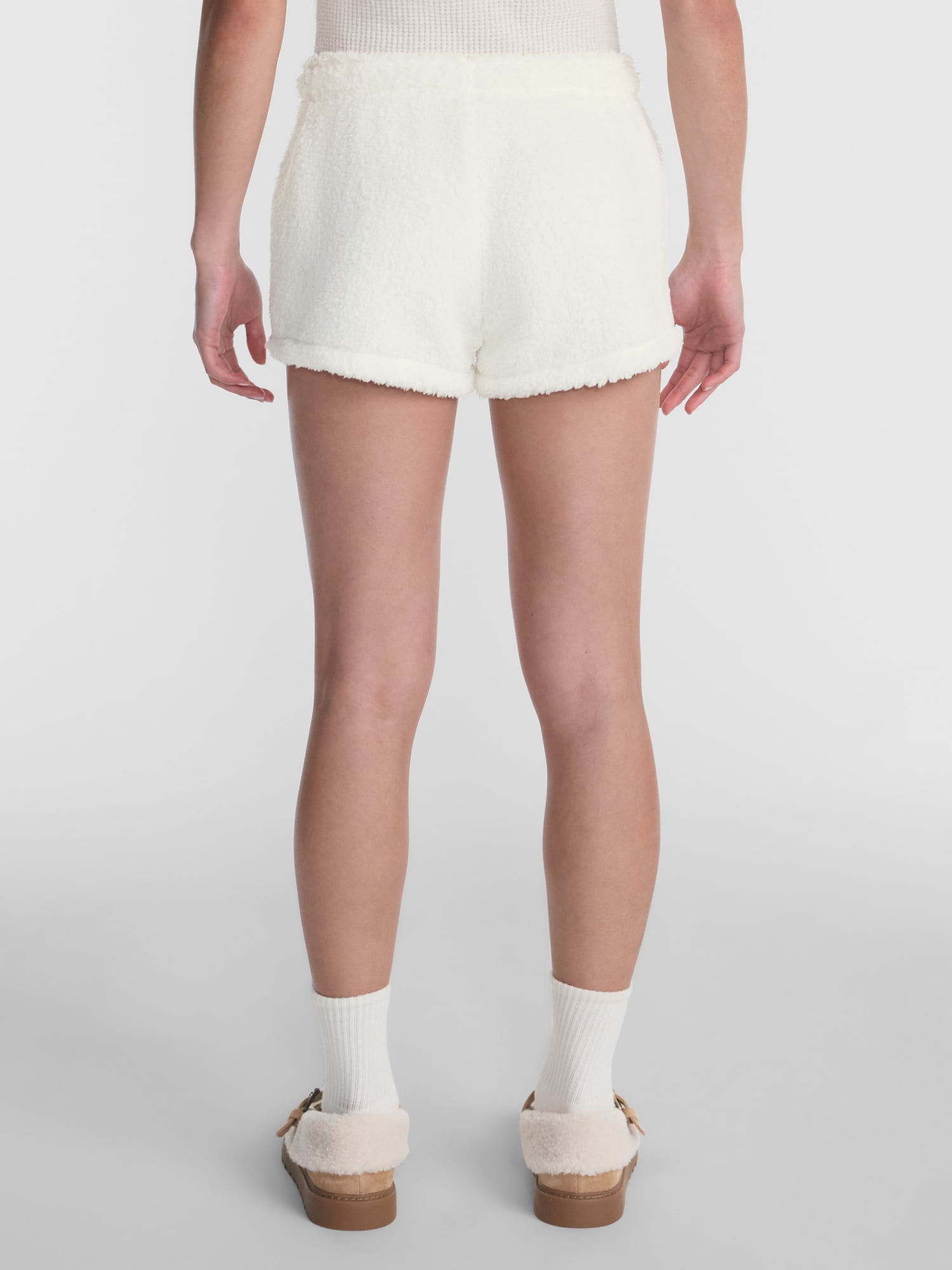 No Boundaries Faux Shearling Plush Shorts, 2.5'' Inseam, Women's XXS-XXL
