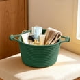thumbnail image 5 of Dongrere Woven Round Storage Basket with Handles, Desktop Small Bin, Storage Organizer for Bathroom Living Room Bedroom Use, 6.6x4.7 Inch, Green, 5 of 6