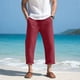 thumbnail image 1 of Pantalones largos para hombre, casuales, de moda, para vacaciones, con bolsillo, cintura elástica lisa, pantalones cortos para hombre., 1 of 6
