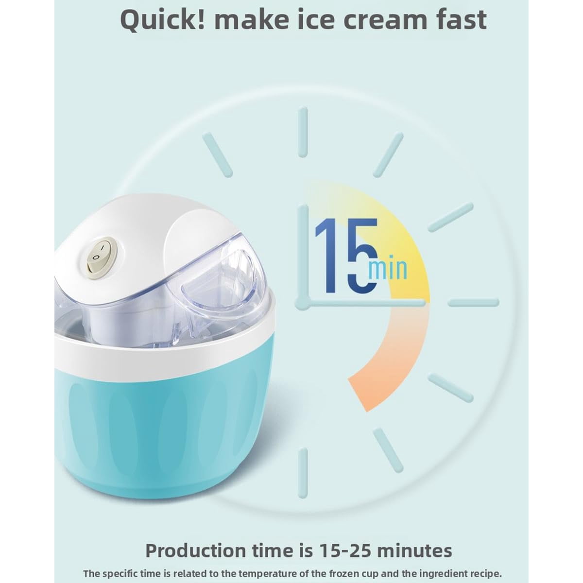 Swirl Cup Ice Cream Maker (Applicable to 110V-120V), Quickly Made in 15 Minutes, Small Home Mini Ice Cream Maker, One-Touch DIY Mini Ice Cream Maker, for Kitchen, Family Treats