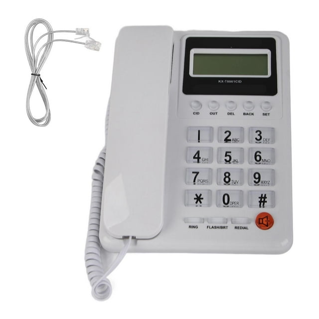 KXT8001CID Landline Corded Phone Home Hotel Fixed Phone with LCD Screen Redial Function FSK DTMF White