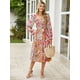 thumbnail image 3 of Vestido largo Simplee para mujer, manga larga, cuello cuadrado, estampado floral rosa, 3 of 6