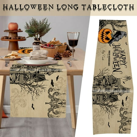 

Tiezhimi Tablecloth Skeleton Skull Spooky Satin Dense Linen