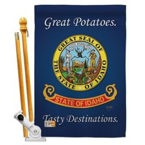 Breeze Decor BD-SS-HS-108140-IP-BO-D-US13-BD 28 x 40 in. Vertical Idaho Americana States Impressions Decorative Double Sided House Flag Set with Pole & Bracket Hardware