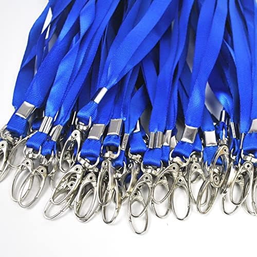 Tekola Blue Lanyards 50Pcs Nylon Bulk Lanyard for Id Badges,Badge Lanyards Swivel Hooks Clips Great for Name Tags Badge (50PCS, Blue)