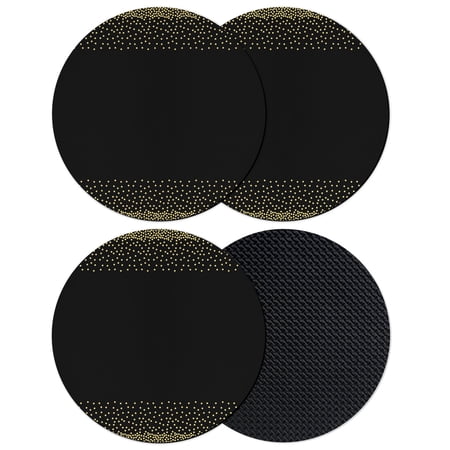 Yellow Polka Dots Coasters Set of 4 Absorbent Coasters for Drinks Modern Speckles Minimalist Black Coaster for Desk Coffee Table Protection Home Decor House Warming Gifts 4