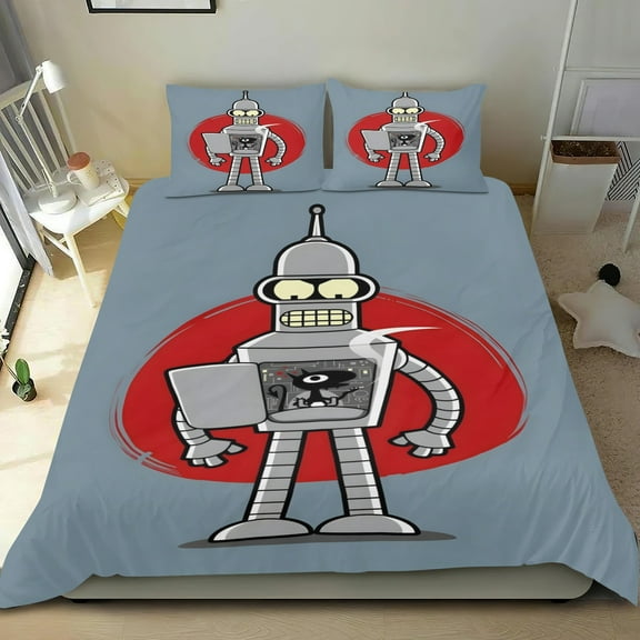 Futurama Themed Bed Sheet Set Three Piece Set 53x79 Inches Comfortable And Skin Friendly Unique Design Creating A Star Studded Night
