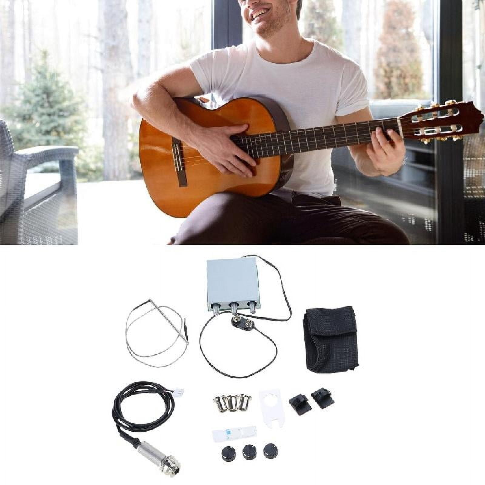 Zeiwohndc Acoustic Guitar Pickup Preamp Acoustic Folk Guitar Ukulele Equalizer Pickup