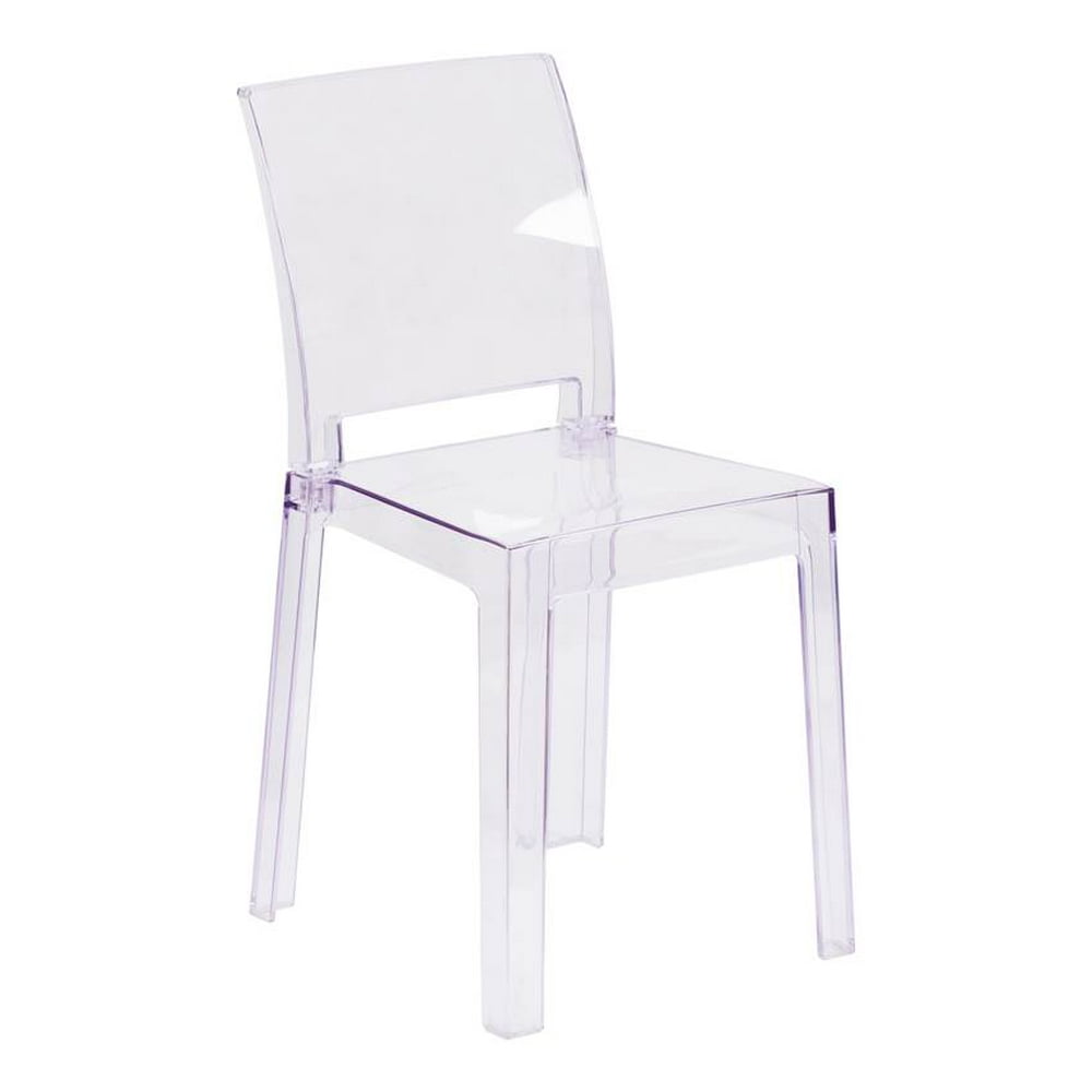 Flash Furniture Ghost Chair with Square Back in Transparent Crystal
