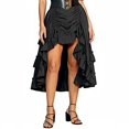 thumbnail image 2 of LWavelet Tiered Ruched Asymmetrical Satin Maxi Skirt Women Gothic Style Party Casual Unique Bottoms Black M, 2 of 9