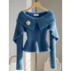 thumbnail image 3 of Suéter de cuello alto para mujer, diseño vintage francés, jerséis, tops, otoño e invierno, suéteres Mori Girl, prendas de punto de manga larga, moda coreana, 3 of 4
