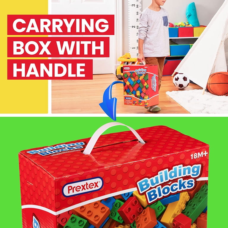 Prextex Kids Large Builder Set, 50 Piece Classic Big Building