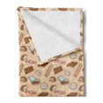 thumbnail image 2 of Chocolate Soft Flannel Fleece Blanket, Vintage Sweets Candy Chocolate Bars and Marshmallow on Stars and Dots Background, Cozy Plush for Indoor and Outdoor Use, 50" x 60", Multicolor, by Ambesonne, 2 of 5