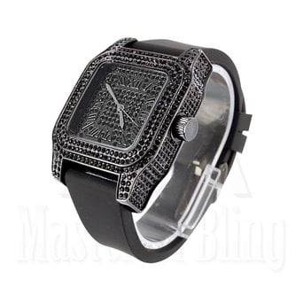 Watches For Men Techno Pave Black Gold Finish Lab Created...