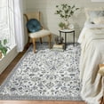 thumbnail image 2 of HOMERRY Washable Area Rug 5' x 7' Vintage Floral Area Rug for Living Room Bedroom Non-Slip Accent Rug, Gray/Green, 2 of 7