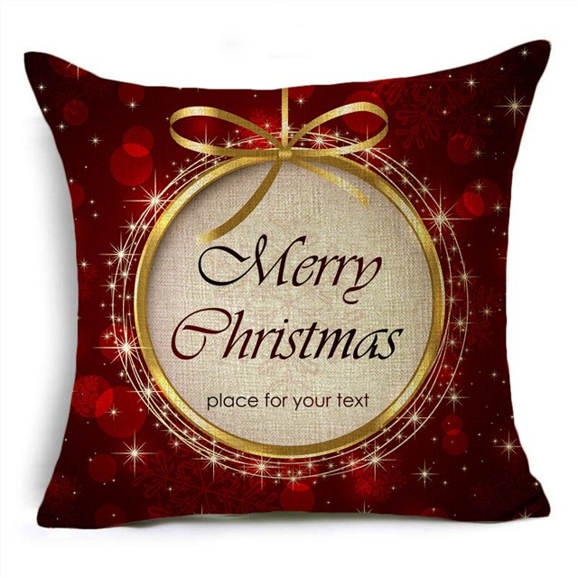 OMIO funda de cojín con patrón rojo y dorado de Navidad, varios tamaños, funda de almohada decorativa de lino de 40x40cm/45x45cm/50x50cm