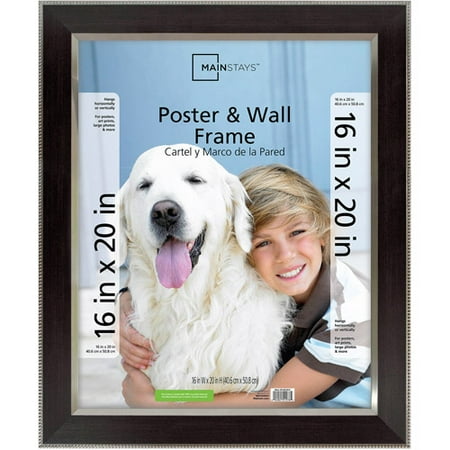 Mainstays 16x20 Espresso Poster and Picture Frame, Espresso with Silver Bead (Best Frame Size For 16x20 Print)