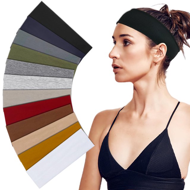 Sefiinh Diademas para Mujer Diadema para el Sudor Yoga Bandas elásticas para la Cabeza Banda para el Cabello para Mujer Diademas para Entrenamiento Accesorios para niñas Paquete de 12