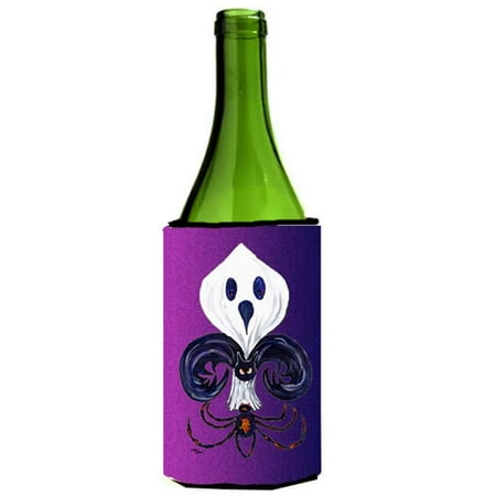 

Fleur de lis Ghost Bat Spider Halloween Wine bottle sleeve Hugger 24 oz.