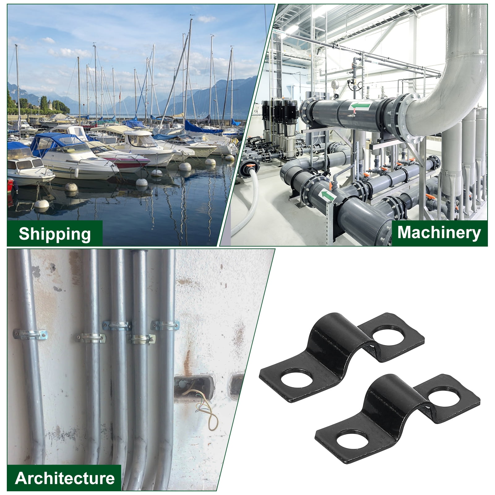 Uxcell 100 pack U-Shaped Pipe Clamp, 1/4 inch 2 Hole U-Tube Strap